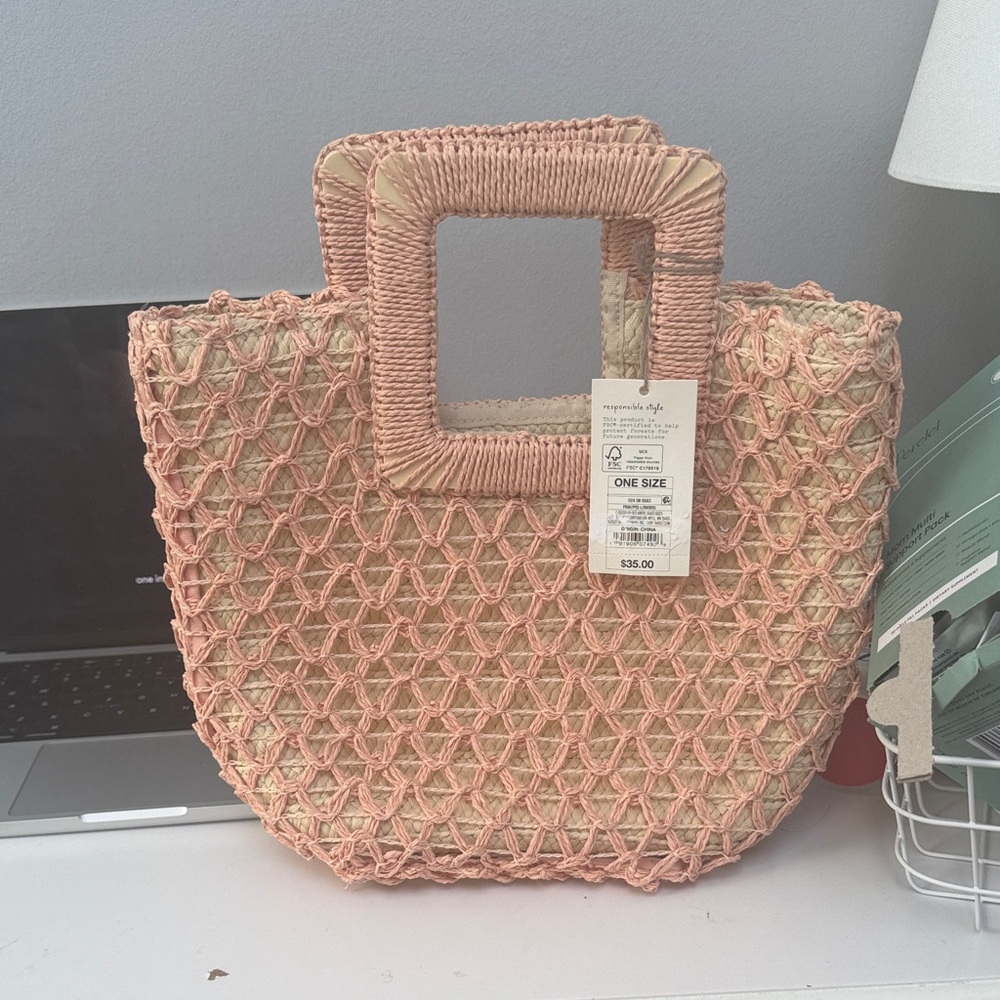 A New Day Pink and Tan Woven Tote